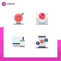 4 iconos planos universales establecidos para aplicaciones web y móviles elementos de diseño de vectores editables de celda de amor de flecha de computadora de destino