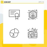 Collection of 4 Universal Line Icons Icon Set for Web and Mobile vector