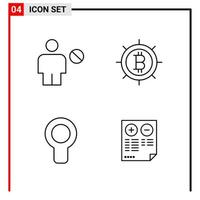 4 General Icons for website design print and mobile apps 4 Outline Symbols Signs Isolated on White Background 4 Icon Pack vector