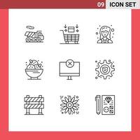 Modern Set of 9 Outlines and symbols such as computers party academic ice cream birthday Editable Vector Design Elements