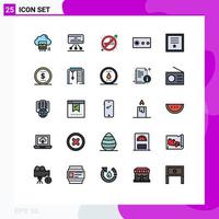 Modern Set of 25 Filled line Flat Colors Pictograph of badges protection board password no smoking Editable Vector Design Elements