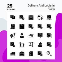 25 Delivery And Logistic Icon Set 100 Editable EPS 10 Files Business Logo Concept Ideas Solid Glyph icon design vector