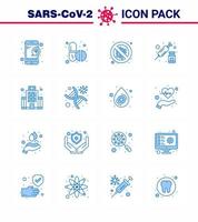 Coronavirus awareness icons 16 Blue icon Corona Virus Flu Related such as building syringe bacteria injection danger viral coronavirus 2019nov disease Vector Design Elements