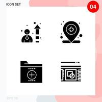 Vector Pack of 4 Icons in Solid Style Creative Glyph Pack isolated on White Background for Web and Mobile