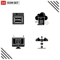 Pixle Perfect Set of 4 Solid Icons Glyph Icon Set for Webite Designing and Mobile Applications Interface vector