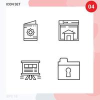 Line Pack of 4 Universal Symbols of card page muslim sell analytics Editable Vector Design Elements