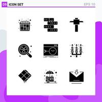 9 Universal Solid Glyph Signs Symbols of software command miner admin waste Editable Vector Design Elements