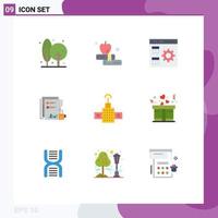 Group of 9 Flat Colors Signs and Symbols for newspaper market app financial management Editable Vector Design Elements