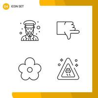 4 Icon Set Line Style Icon Pack Outline Symbols isolated on White Backgound for Responsive Website Designing vector