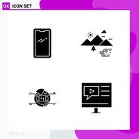 Solid Icon set Pack of 4 Glyph Icons isolated on White Background for Web Print and Mobile vector