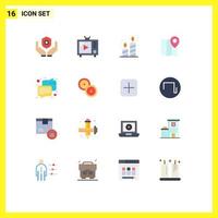 16 Universal Flat Colors Set for Web and Mobile Applications chat marker vintage tv map party Editable Pack of Creative Vector Design Elements