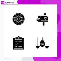 Solid Icon set Pack of 4 Glyph Icons isolated on White Background for Web Print and Mobile vector