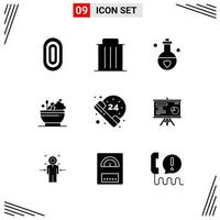 9 Icons Solid Style Grid Based Creative Glyph Symbols for Website Design Simple Solid Icon Signs Isolated on White Background 9 Icon Set vector