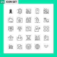 Pack of 25 Line Style Icon Set Outline Symbols for print Creative Signs Isolated on White Background 25 Icon Set vector