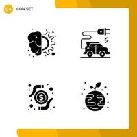 4 Icon Set Solid Style Icon Pack Glyph Symbols isolated on White Backgound for Responsive Website Designing vector