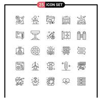 Stock Vector Icon Pack of 25 Line Signs and Symbols for literature baby crib analysis living file Editable Vector Design Elements