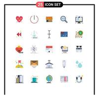 Pictogram Set of 25 Simple Flat Colors of kpi search shop eye building Editable Vector Design Elements