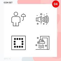 Vector Pack of 4 Icons in Line Style Creative Outline Pack isolated on White Background for Web and Mobile