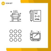 4 Icon Set Line Style Icon Pack Outline Symbols isolated on White Backgound for Responsive Website Designing vector