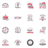 Set of Happy Fathers day elements 16 Black and Pink Vector illustration Editable Vector Design Elements