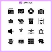 16 Icons in Solid Style Glyph Symbols on White Background Creative Vector Signs for Web mobile and Print