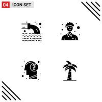 Pack of 4 Modern Solid Glyphs Signs and Symbols for Web Print Media such as pipe education sewage man human Editable Vector Design Elements