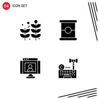 conjunto de pictogramas de glifos sólidos simples de elementos de diseño vectorial editables de derechos de autor de llamada de comida de video comercial vector