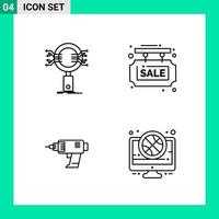 Pack of 4 Line Style Icon Set Outline Symbols for print Creative Signs Isolated on White Background 4 Icon Set vector