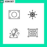 paquete de 4 iconos de estilo de línea establece símbolos de esquema para imprimir signos creativos aislados en fondo blanco 4 conjunto de iconos vector