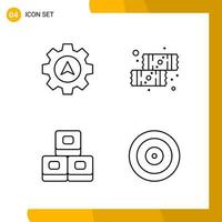 4 Icon Set Line Style Icon Pack Outline Symbols isolated on White Backgound for Responsive Website Designing vector