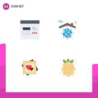 4 Universal Flat Icons Set for Web and Mobile Applications app card develop globe love Editable Vector Design Elements