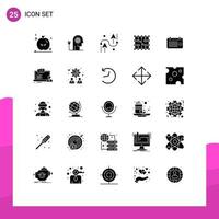 Pack of 25 Modern Solid Glyphs Signs and Symbols for Web Print Media such as material electricity coding connection programing Editable Vector Design Elements