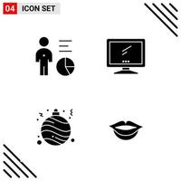 Pixle Perfect Set of 4 Solid Icons Glyph Icon Set for Webite Designing and Mobile Applications Interface vector