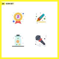 Editable Vector Line Pack of 4 Simple Flat Icons of awareness ribbon lemon cause highlighter microphone Editable Vector Design Elements