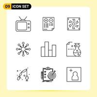 9 Creative Icons for Modern website design and responsive mobile apps 9 Outline Symbols Signs on White Background 9 Icon Pack vector