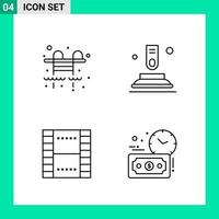 Pack of 4 Line Style Icon Set Outline Symbols for print Creative Signs Isolated on White Background 4 Icon Set vector