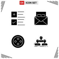 4 Icons Solid Style Grid Based Creative Glyph Symbols for Website Design Simple Solid Icon Signs Isolated on White Background 4 Icon Set vector