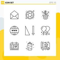 colección de 9 iconos de línea universal conjunto de iconos para web y móvil vector