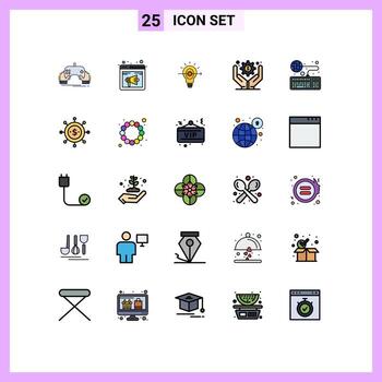 25 User Interface Filled line Flat Color Pack of modern Signs and Symbols of book business management speaker business administration focus Editable Vector Design Elements