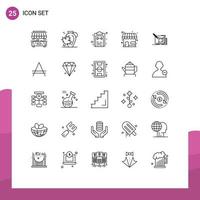 Group of 25 Modern Lines Set for drawing shop check market store task Editable Vector Design Elements