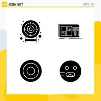 Collection of 4 Universal Solid Icons Icon Set for Web and Mobile vector