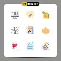 paquete de iconos de vector de stock de 9 signos y símbolos de línea para caja de café lista de verificación de tijera educación elementos de diseño de vector editables de regreso a la escuela