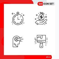 Creative Set of 4 Universal Outline Icons isolated on White Background vector