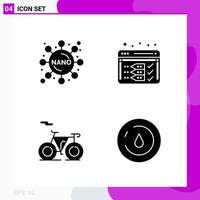 Solid Icon set Pack of 4 Glyph Icons isolated on White Background for Web Print and Mobile vector