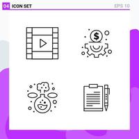 conjunto de 4 iconos en estilo de línea símbolos de contorno creativo para el diseño de sitios web y aplicaciones móviles signo de icono de línea simple aislado en fondo blanco 4 iconos vector