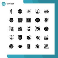 Modern Set of 25 Solid Glyphs and symbols such as night sign business hand business Editable Vector Design Elements