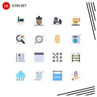 Universal Icon Symbols Group of 16 Modern Flat Colors of data analyzing tea green green truck Editable Pack of Creative Vector Design Elements