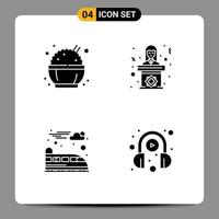 Group of 4 Solid Glyphs Signs and Symbols for chinese suburban politician woman e learning Editable Vector Design Elements