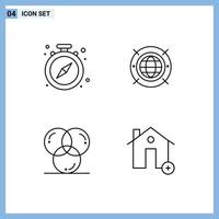 Set of 4 Commercial Filledline Flat Colors pack for pause color time world development Editable Vector Design Elements