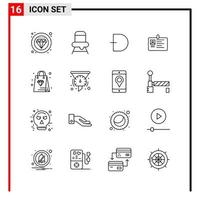 16 General Icons for website design print and mobile apps 16 Outline Symbols Signs Isolated on White Background 16 Icon Pack vector